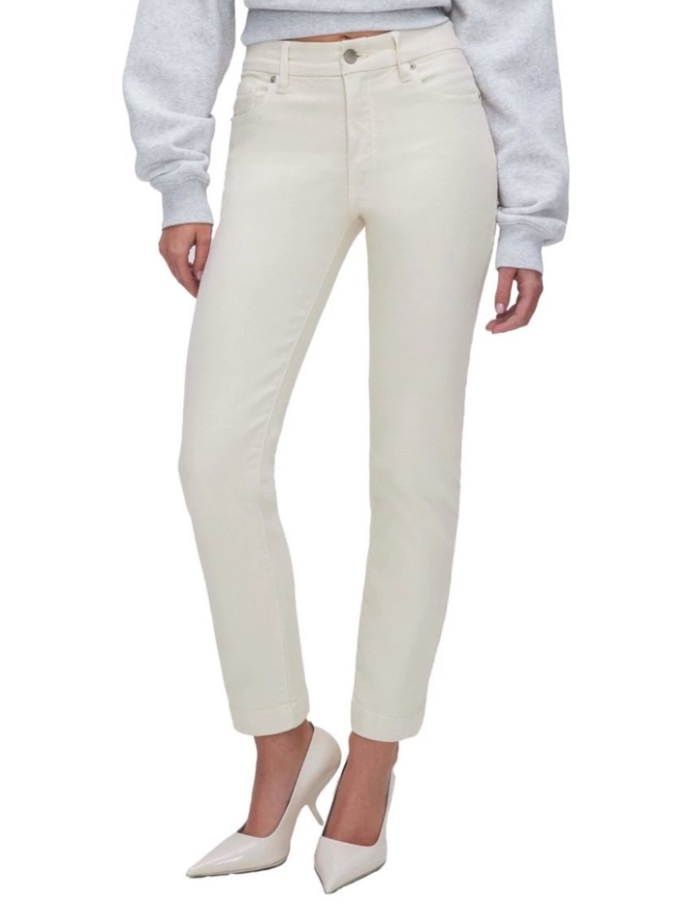 Good American Jeans Good Classic Slim Straight Denim Stretch Cream Women’s 14 32